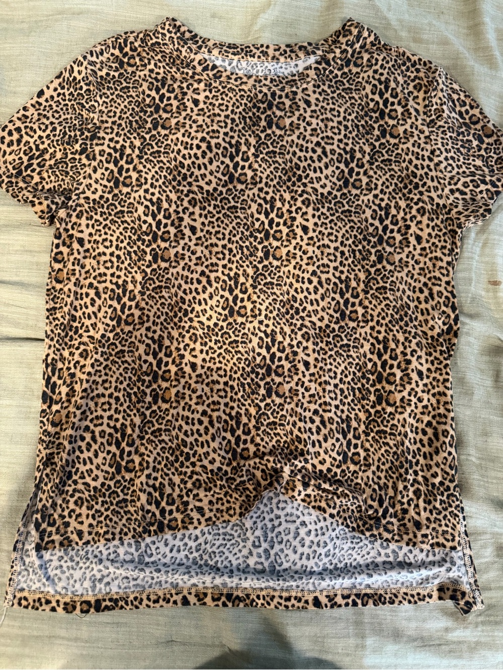 Half Moon Super Soft Leopard Print Short Sleeve Top